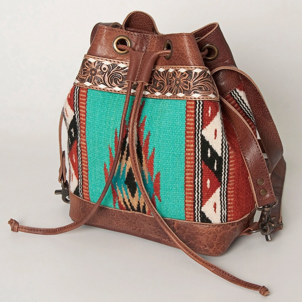 Hand Tooled Western Fringe Bag Genuine Leather Womens 