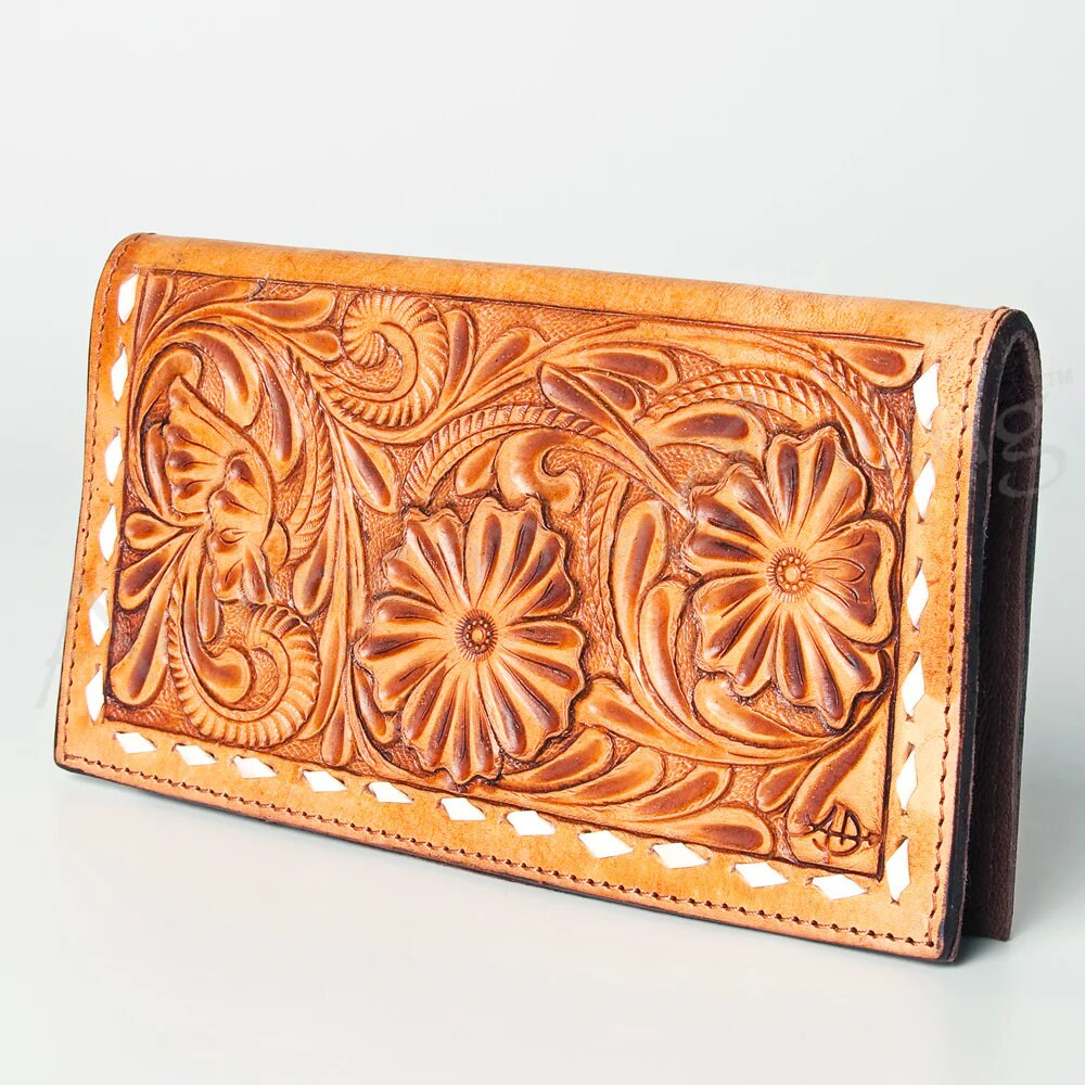 Genuine Tooled Leather Western Wallet 