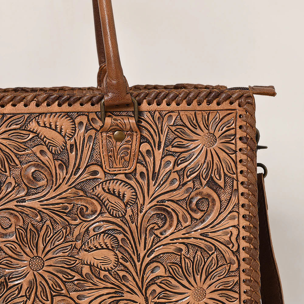 Old West Hand Tooled Leather Shoulder Bag