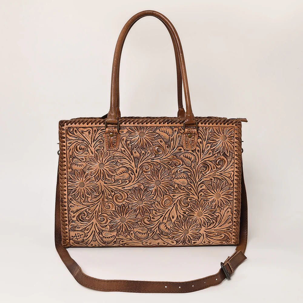 Old West Hand Tooled Leather Shoulder Bag