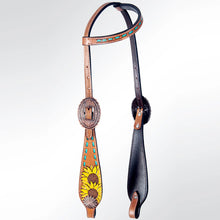 Load image into Gallery viewer, Outlaw Sunflower Leather One Ear Headstall
