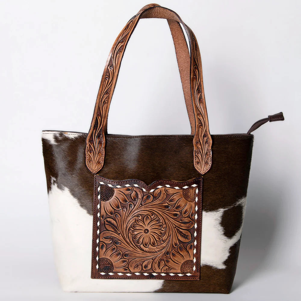 Prairie Blossom Leather Shoulder Tote Bag