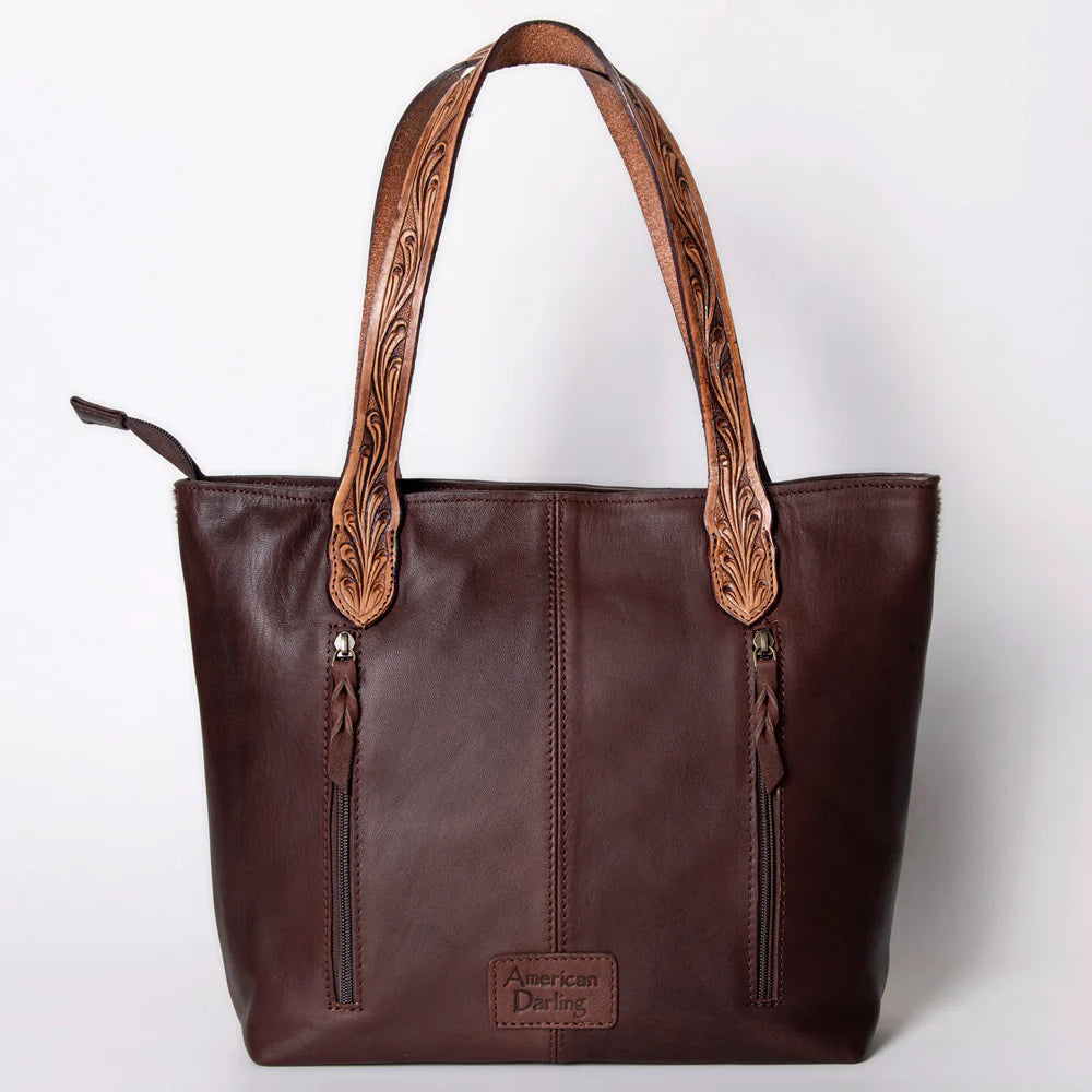 Prairie Blossom Leather Shoulder Tote Bag