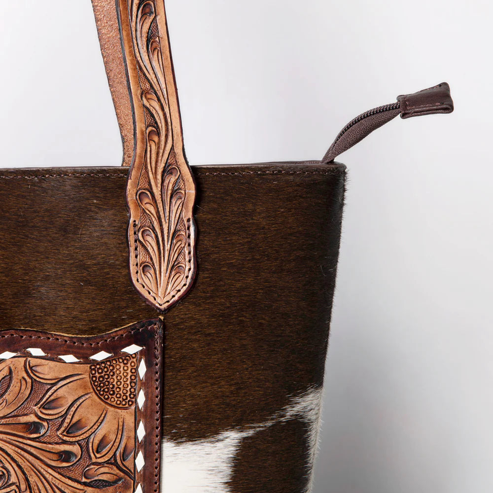 Prairie Blossom Leather Shoulder Tote Bag