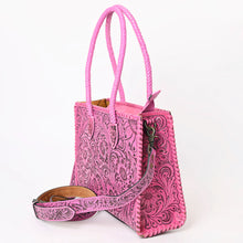 Load image into Gallery viewer, Pretty In Pink Hand Tooled Leather Tote Bag
