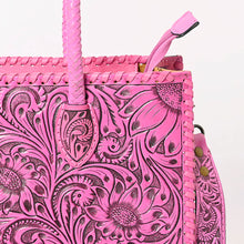 Load image into Gallery viewer, Pretty In Pink Hand Tooled Leather Tote Bag
