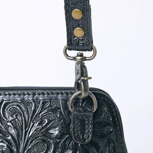 Load image into Gallery viewer, Midnight Mustang Hand Tooled Leather Crossbody Purse
