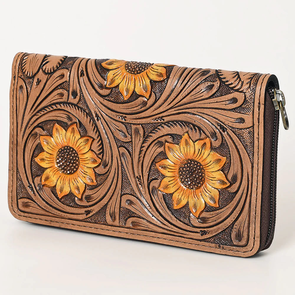 Sunflower Springs Hand Tooled Leather Wallet