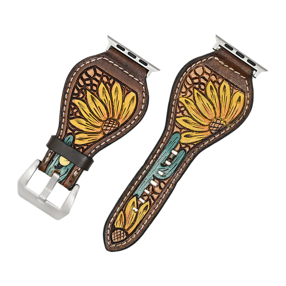 The Monica 41 Hand Tooled Apple Watch Band