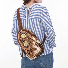 Load image into Gallery viewer, Western Wildflower Hand Tooled Leather Sling Bag
