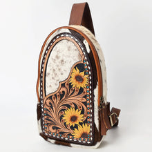 Load image into Gallery viewer, Sunny Sunflower Hand Tooled Leather Sling Bag
