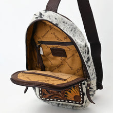 Load image into Gallery viewer, Rustic Sunflower Hand Tooled Leather Sling Bag
