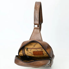 Load image into Gallery viewer, Roam Free Hand Tooled Leather Sling Bag
