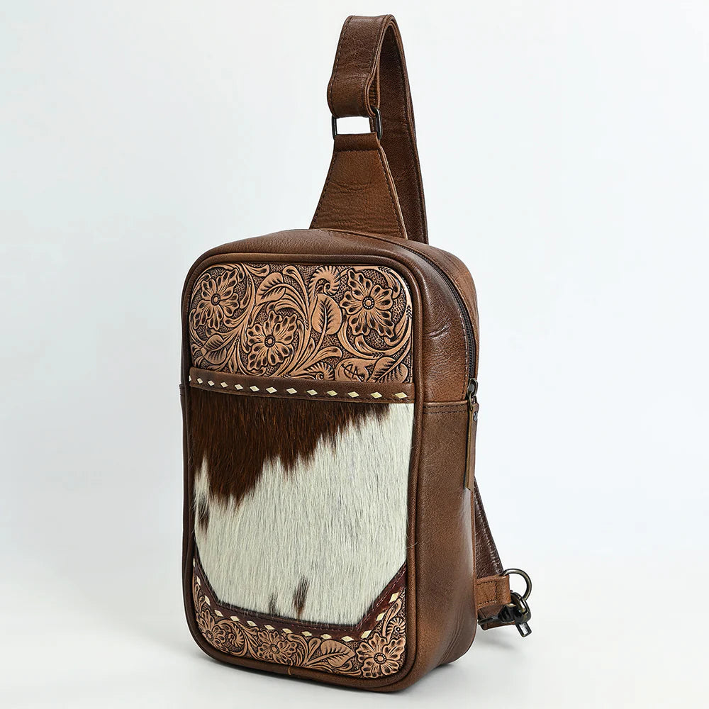 Roam Free Hand Tooled Leather Sling Bag