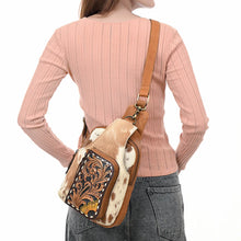 Load image into Gallery viewer, Sage Sun Hand Tooled Leather Sling Bag
