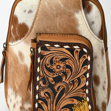 Load image into Gallery viewer, Sage Sun Hand Tooled Leather Sling Bag
