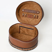 Load image into Gallery viewer, Atkin Ranch Hand Tooled Leather Jewelry/Makeup Case
