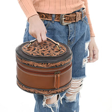 Load image into Gallery viewer, Atkin Ranch Hand Tooled Leather Jewelry/Makeup Case
