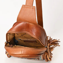 Load image into Gallery viewer, Mustang Belle Hand Tooled Leather Sling Bag
