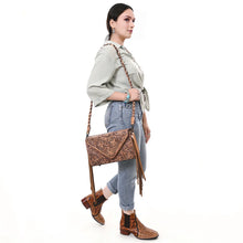 Load image into Gallery viewer, Coyote Run Hand Tooled Leather Crossbody Purse
