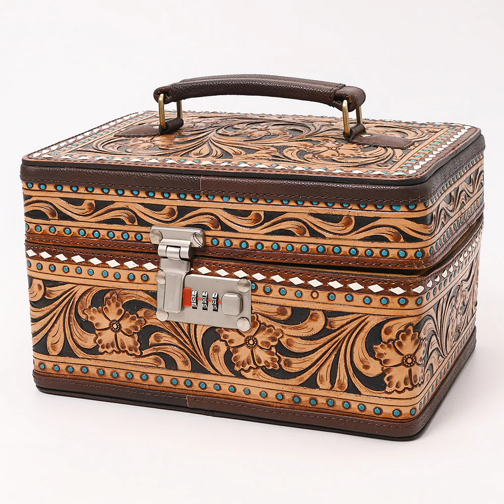 High Desert Hand Tooled Leather Jewelry Box