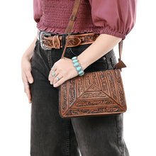 Load image into Gallery viewer, Rodeo Queen Hand Tooled Leather Crossbody Purse
