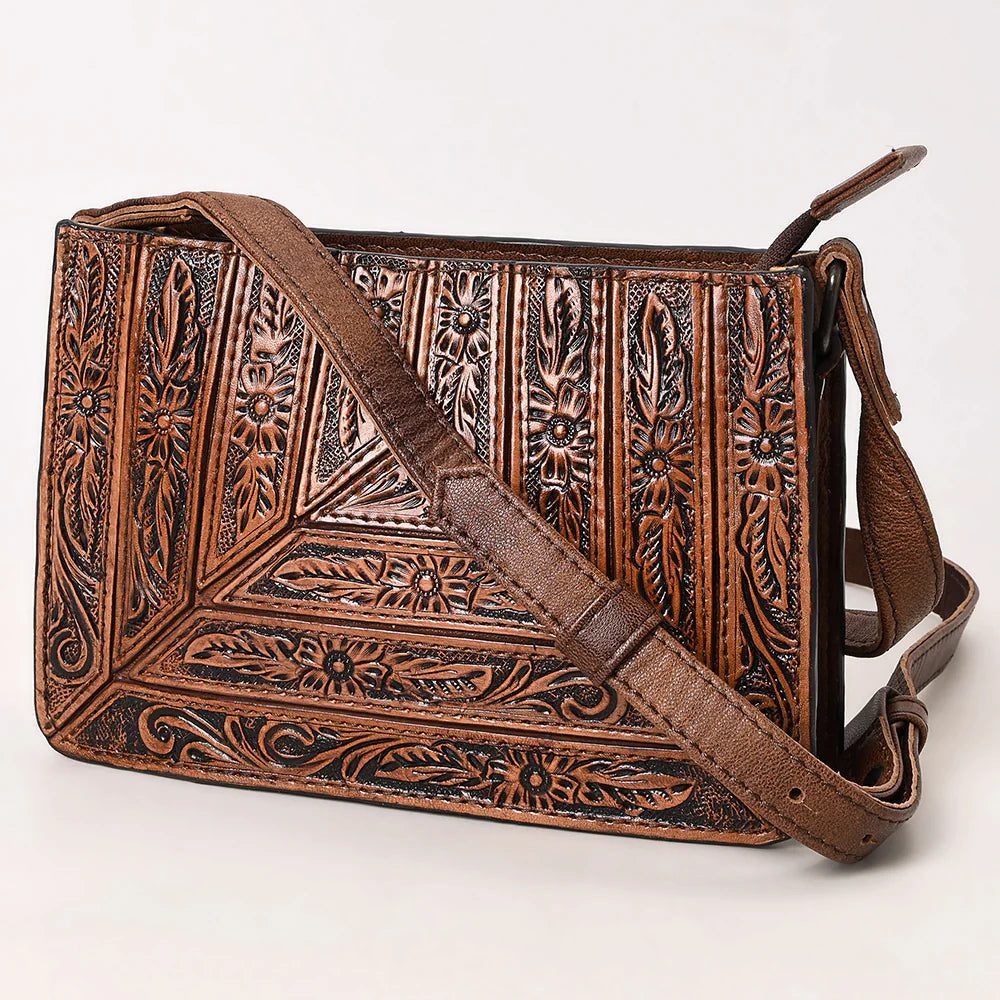 Rodeo Queen Hand Tooled Leather Crossbody Purse