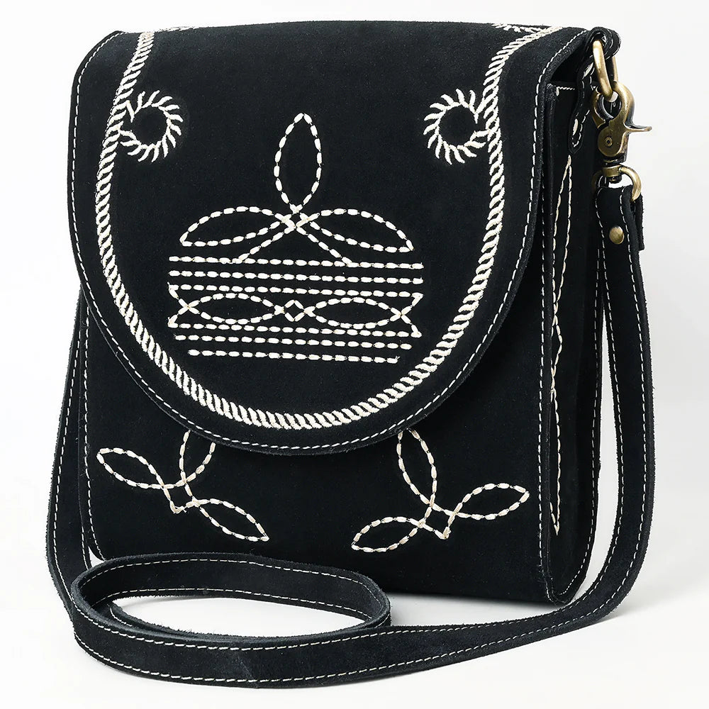 The Faith Suede Boot Stitch Crossbody Purse