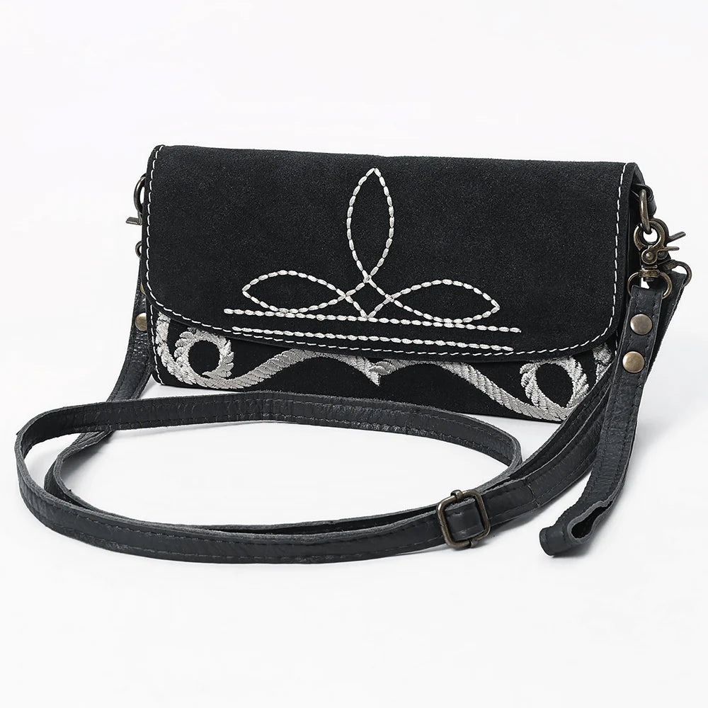 The Mae Suede Boot Stitch Crossbody Wallet