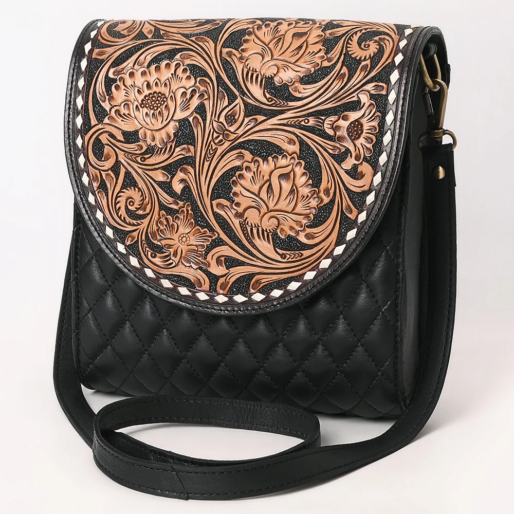 Saddlebag Chic Hand Tooled Leather Crossbody Purse