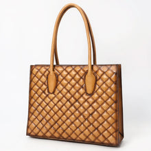 Load image into Gallery viewer, Western Whiskey Quilted Leather Tote Bag
