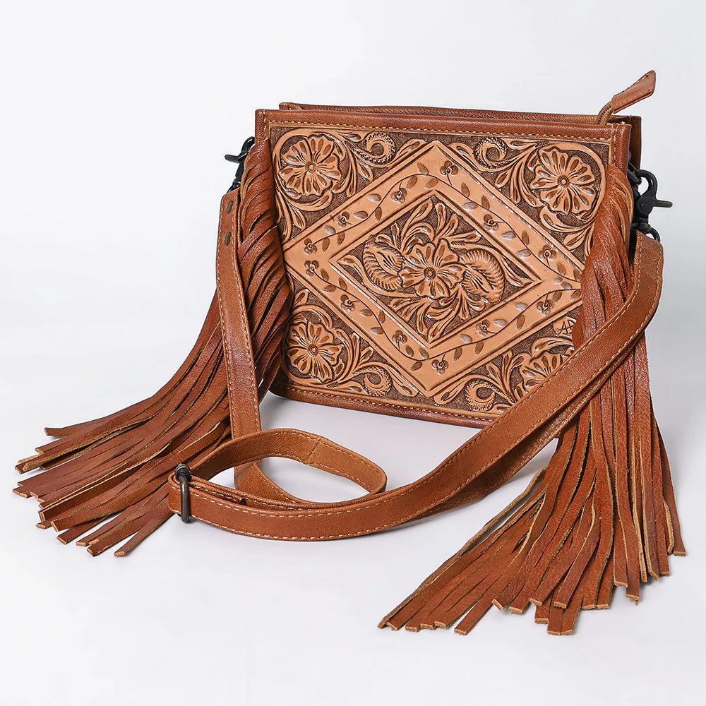 Juniper Hand Tooled Leather Crossbody Purse