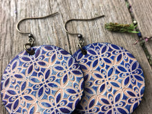 Load image into Gallery viewer, Indigo Blue Hand Tooled Leather Earrings
