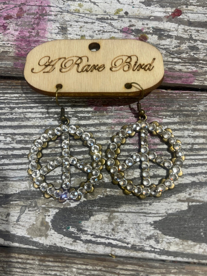 Crystal Peace Symbol Earrings