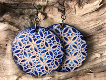 Load image into Gallery viewer, Indigo Blue Hand Tooled Leather Earrings
