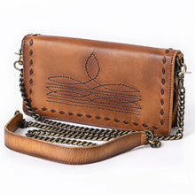 Load image into Gallery viewer, Rustic Roots Boot Stitch Leather Crossbody Wallet
