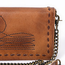 Load image into Gallery viewer, Rustic Roots Boot Stitch Leather Crossbody Wallet
