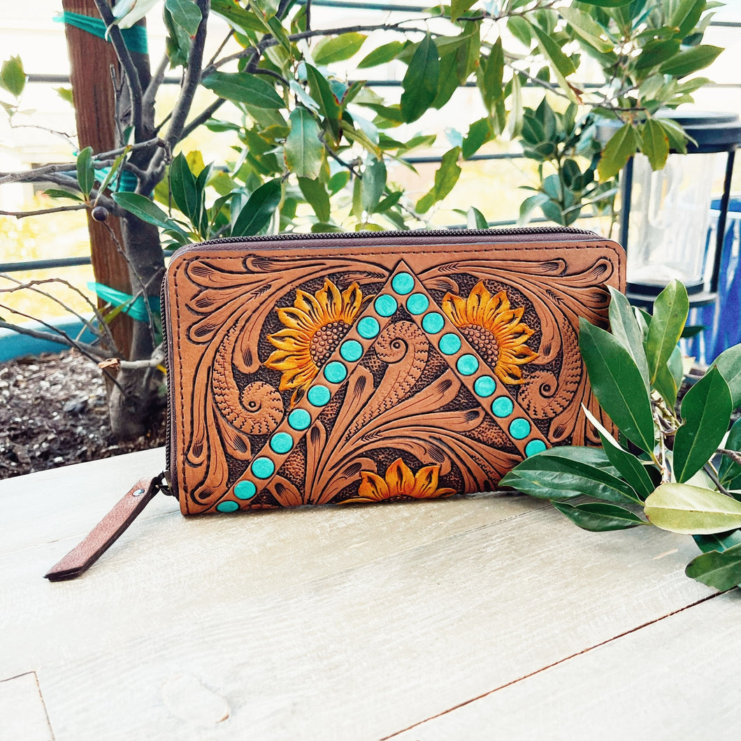 High Falls Hand Tooled Leather Wallet