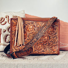 Load image into Gallery viewer, Villa Park Hand Tooled Leather Crossbody Purse
