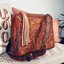 Load image into Gallery viewer, Villa Park Hand Tooled Leather Crossbody Purse
