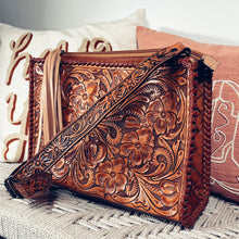 Load image into Gallery viewer, Villa Park Hand Tooled Leather Crossbody Purse
