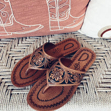 Load image into Gallery viewer, Rocky Creek Hand Tooled Leather Sandals
