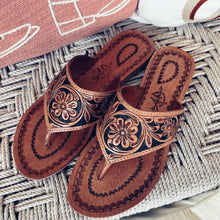 Load image into Gallery viewer, Rocky Creek Hand Tooled Leather Sandals
