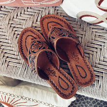 Load image into Gallery viewer, Rocky Creek Hand Tooled Leather Sandals
