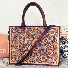 Load image into Gallery viewer, Copper Mountain Hand Tooled Leather Tote Bag
