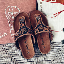 Load image into Gallery viewer, Collier Hand Tooled Leather Sandals
