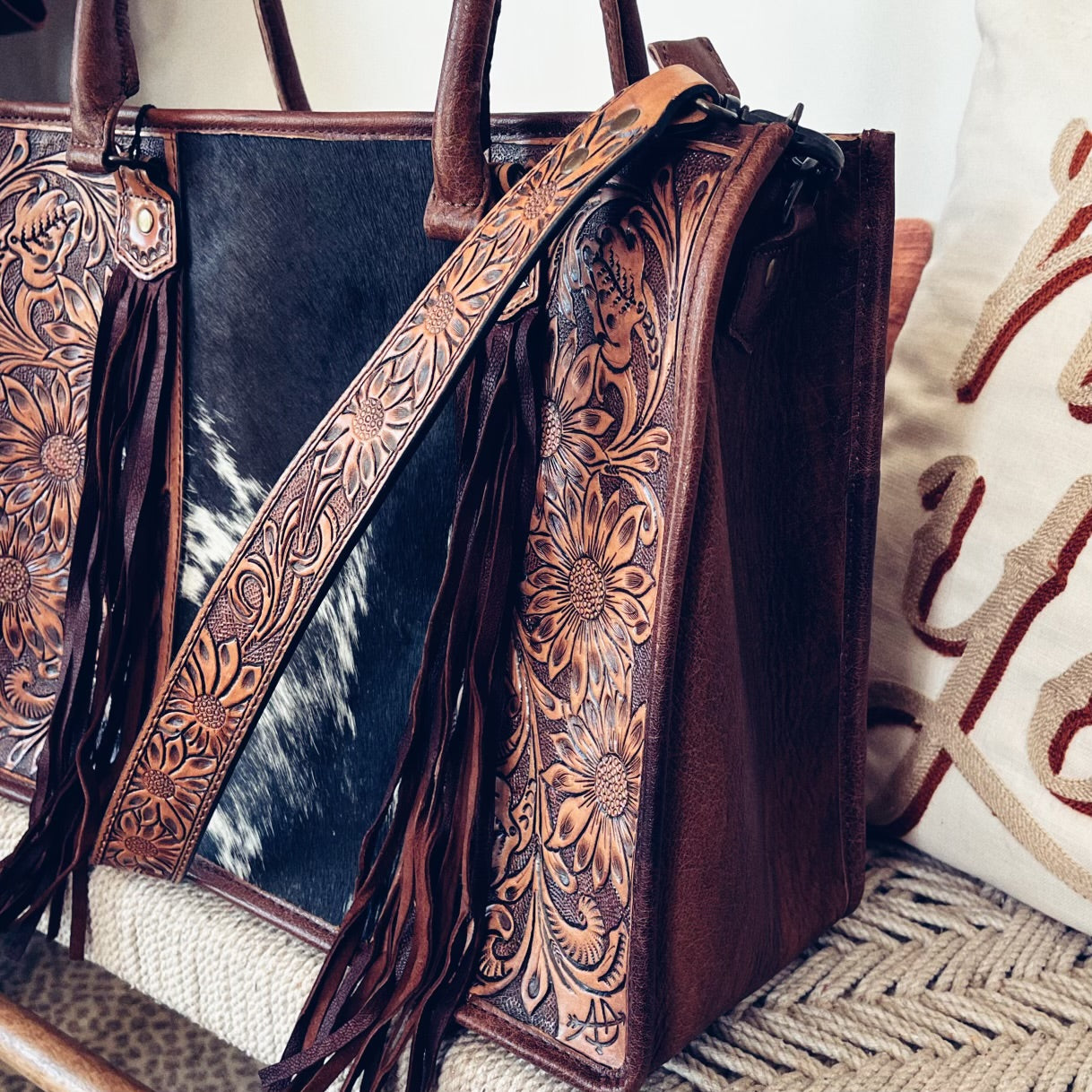 Coyote Flats Western Leather Tote Bag