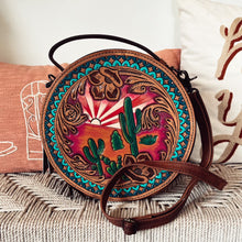 Load image into Gallery viewer, Little Sahara Hand Tooled Leather Canteen Crossbody Purse
