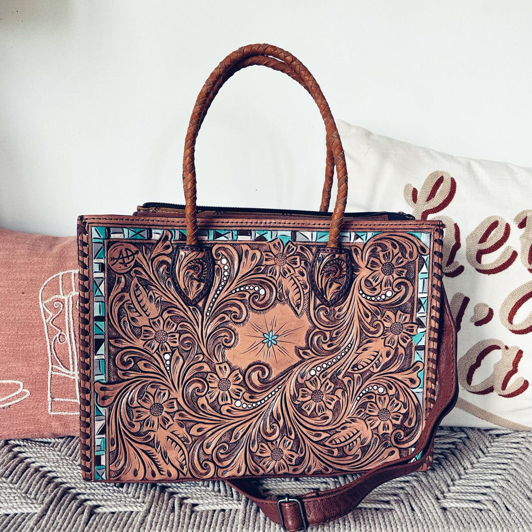 Point Blank Hand Tooled Leather Shoulder Bag