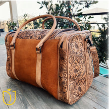 Load image into Gallery viewer, Campbell Hand Tooled Leather Duffel Bag
